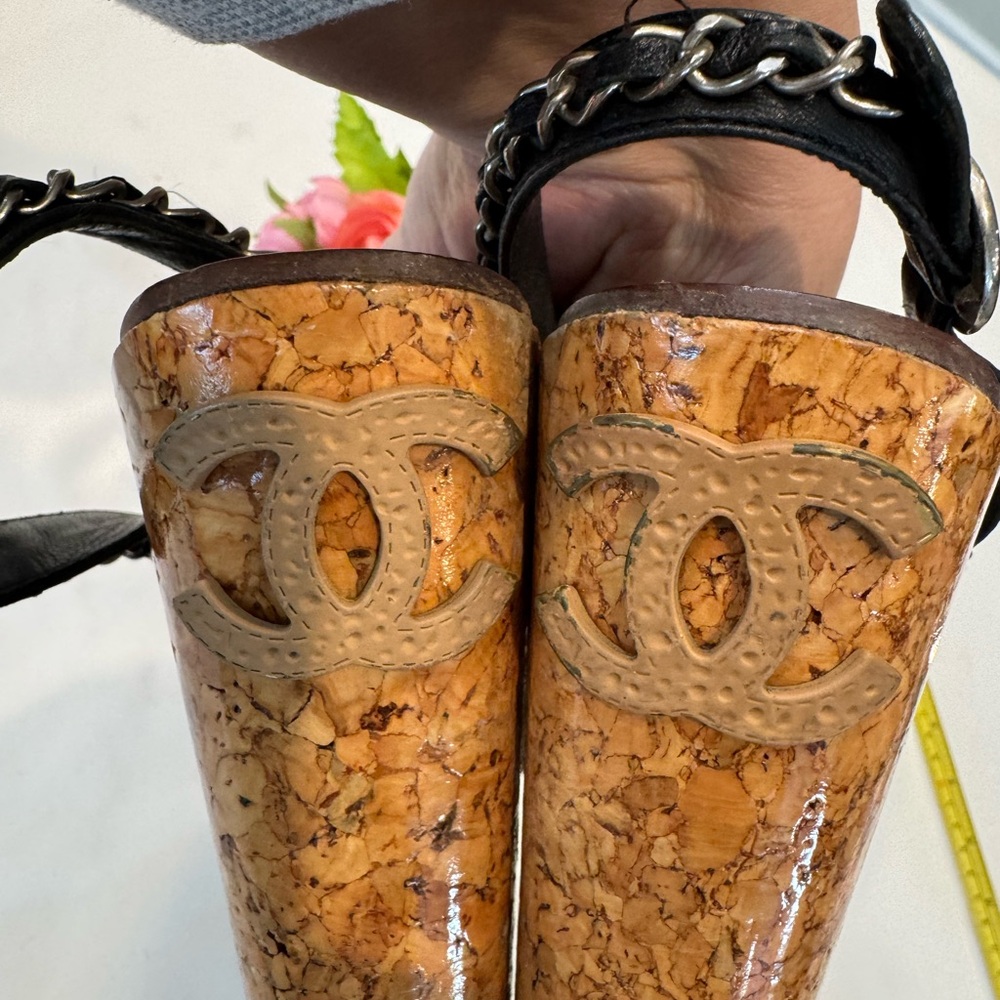 Authentic CHANEL Chic Black Wedge Sandals - Picture 11 of 14